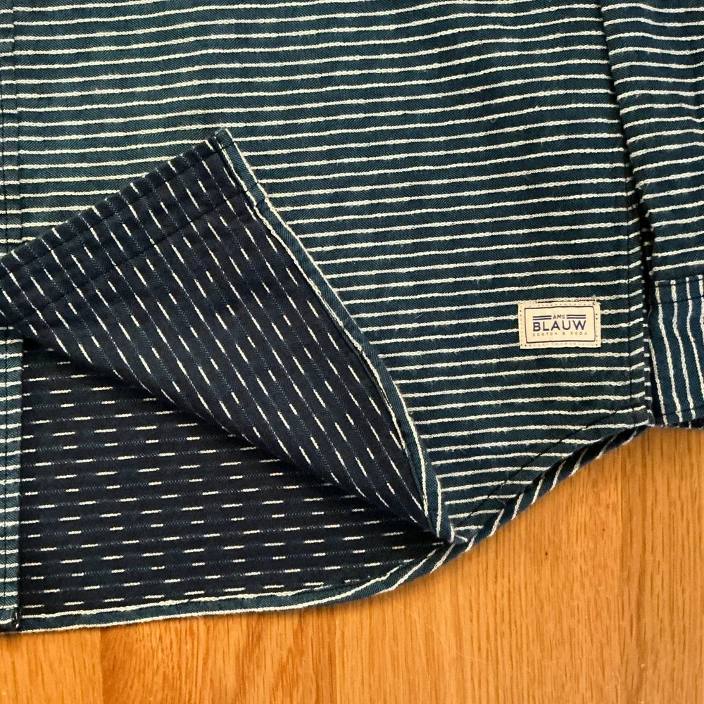 BLAUW Scotch & Soda Amsterdam Reversible Blue Stripe Long Sleeve‎ Shirt - sz S/M